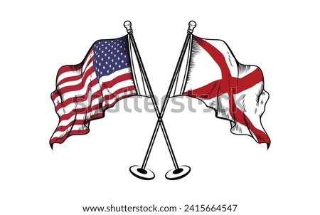 USA and Alabama flag vector. Vector flag of USA and Alabama.