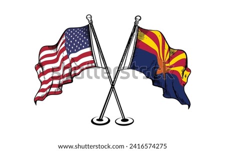 USA and Arizona flag vector. Vector flag of USA and Arizona.