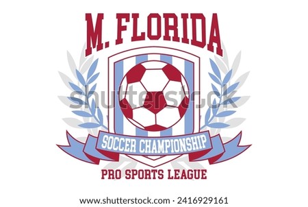 Miami Florida football logo design with badge vector. Varsity style t-shirt graphics. Vector	