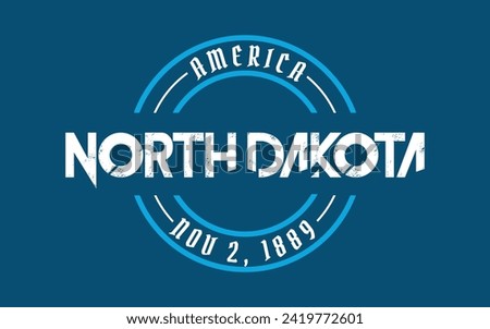 North Dakota circle badge logo text effect vector. Editable college t-shirt design printable text effect vector	