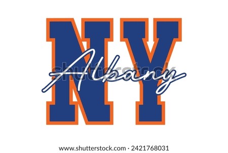 University, New York typography, t-shirt graphics. Vector Albany typography