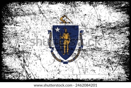 Grunge Massachusetts flag. Vector flag of Massachusetts.