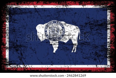 Grunge Wyoming flag. Vector flag of Wyoming.