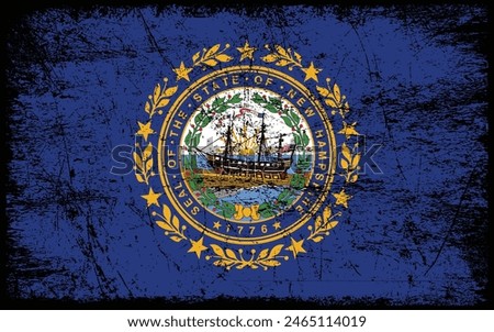 Grunge New Hampshire flag. Vector flag of New Hampshire.