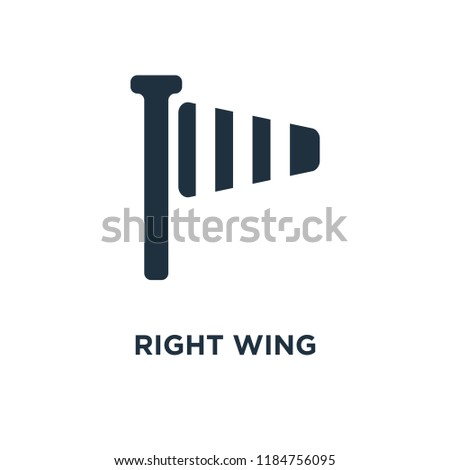 Right Wing icon. Black filled vector illustration. Right Wing symbol on white background. Can be used in web and mobile.