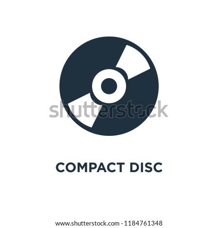 Compact disc icon. Black filled vector illustration. Compact disc symbol on white background. Can be used in web and mobile.