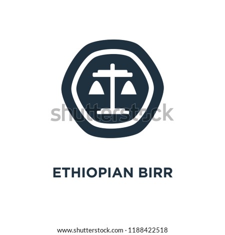 Ethiopian Birr icon. Black filled vector illustration. Ethiopian Birr symbol on white background. Can be used in web and mobile.