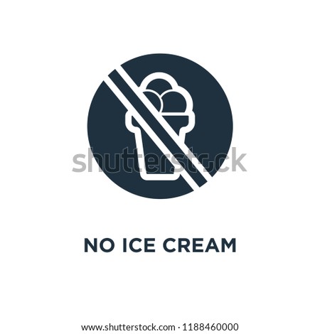 No ice cream icon. Black filled vector illustration. No ice cream symbol on white background. Can be used in web and mobile.