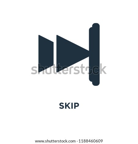Skip icon. Black filled vector illustration. Skip symbol on white background. Can be used in web and mobile.