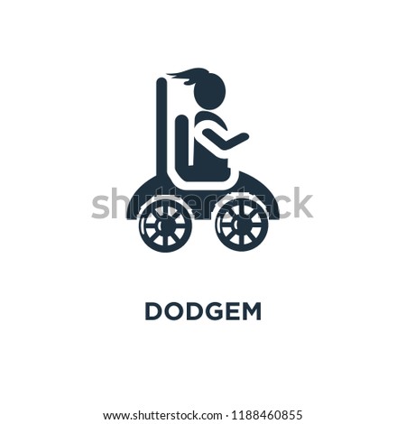 Dodgem icon. Black filled vector illustration. Dodgem symbol on white background. Can be used in web and mobile.