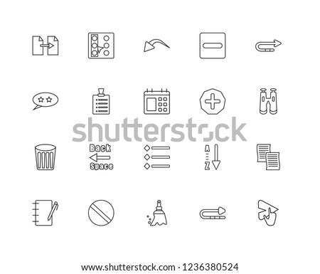 Set Of 20 linear content icons such as Send, Reply, Clear, Block, Edit, Reply all, Add, Priority, Remove, List, Undo, editable stroke vector icon pack