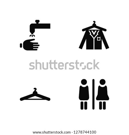 Vector Illustration Of 4 Icons. Editable Pack Hand wash, Hanger, Dry, undefined.