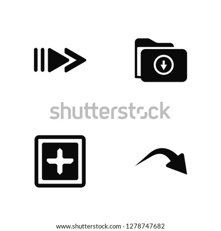 Vector Illustration Of 4 Icons. Editable Pack Forward, Add, Download, undefined.