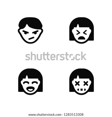 Vector Illustration Of 4 Icons. Editable Pack Bully, Desperate, Creepy, undefined.