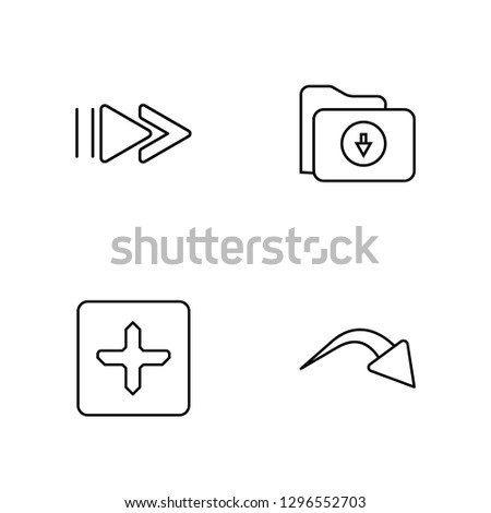Linear Forward, Add, Download, o Vector Illustration Of 4 outline Icons. Editable Pack Of Forward, Add, Download,