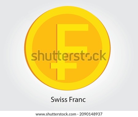 Swiss Franc golden vector illustration. Swiss Franc money currency