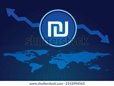 Digital Money Currency Shekel. Digital Israeli Shekel in world finance system. Digital Money Currency Vector Illustration