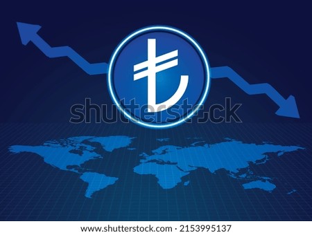 Digital Money Currency Lira . Digital Turkish Liras in world finance system. Digital Money Currency Vector Illustration