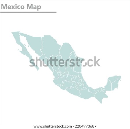 Mexico map illustration vector detailed Mexico map with regions