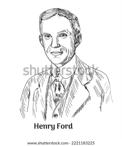 henry ford portrait in line art illustration