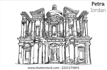 Petra jordan hand drawing vector illustration 