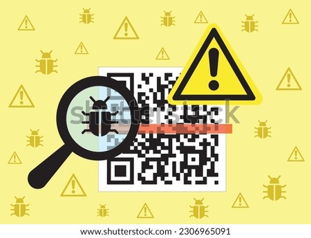 virus danger in qr code caution vector illustration, malware illustration