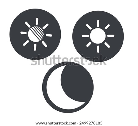 Mobile phone brightness icons, night mode, day mode mobile phone icon set