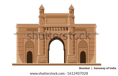 Gateway of india, Mumbai Bombay, famous historical icon vector illustration