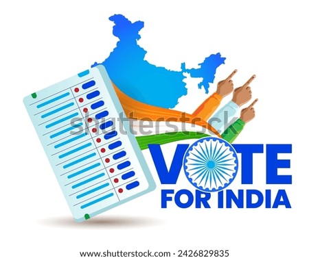Indian election vote for India concept with an inked finger, India map, and EVM machine vector
