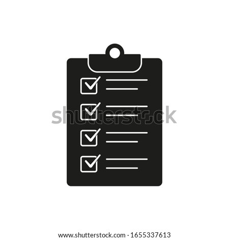 Checklist icon flat style, isolated on white background, Clipboard icon vector. Note icon illustration