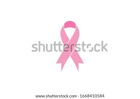 pink ribbon, breast cancer awareness symbol, isolated on white, vector icon illustration