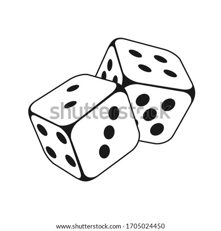 Two Dice Cubes on White Background. Vector icon Illustration
