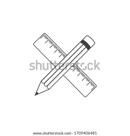 Pencil and ruler icon isolated on white background