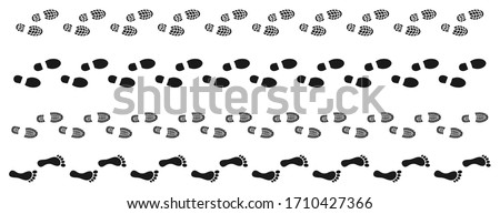 Step footprints paths. footstep prints and shoe steps . shoe tread footprints vector illustration isolated on white background
