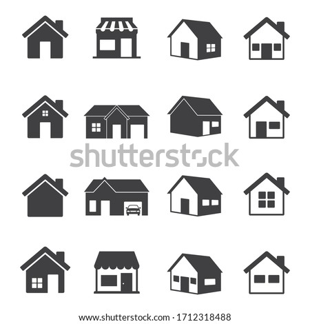 House and store Icon set. home symbol isolated on white background. Vector Illustration.