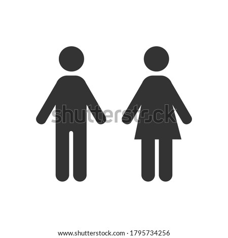 Toilet icon in flat style. Restroom sign. Male and female bathroom sign isolated on white background. Vector illustration. 