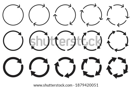 different circular arrows icon set , different thickness, Circular arrows sign, vector illustration 