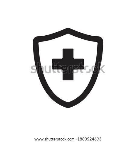 Medical health protection shield icon with cross. Healthcare medicine protect business concept, vector illustration