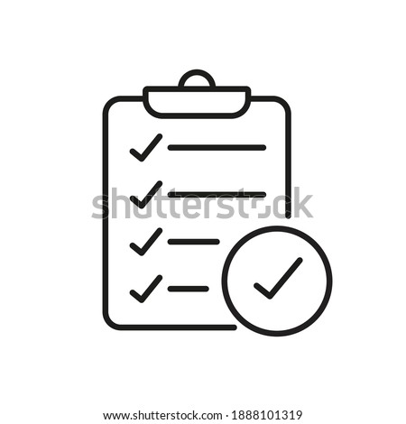 clipboard  icon in line style, clip board check list isolated on a white background, list business concept, vector illustration