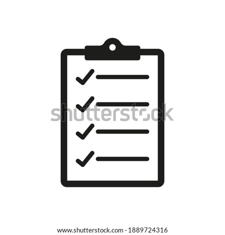 clipboard  icon, clip board check list isolated on a white background, list business concept, vector illustration