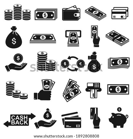Money and payment icon, symbol isolated on white background,  vector Illustration