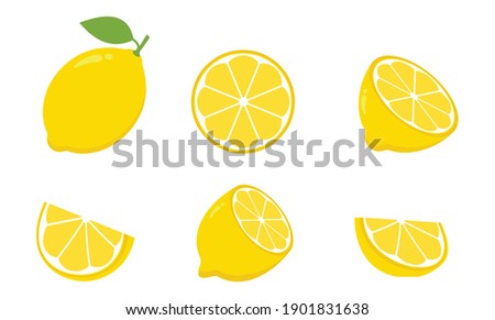lemon Icon set, collection Fresh lemon fruits isolated on white background, Lemon slice vector illustration