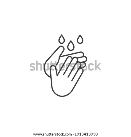 Hand wash icon in line style, Clean hands symbol, icon for websites and print