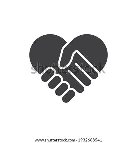 hand palm care love icon, handshake Heart symbol. Vector illustration
