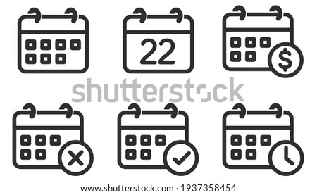Calendar Icon set, collection of calendar symbols contain payday, Time management, Meeting Deadlines and more, Vector illustration