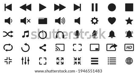 	
Media Player icon set, Buttons multimedia interface, Music, audio, stop, Play, pause, record and more, Vector illustration