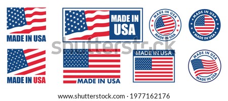 set of made in the usa labels, made in the usa logo, usa flag , american product emblem, Vector illustration
