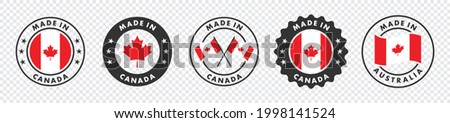set of made in the canada labels, made in the canada logo, canada flag , canada product emblem, Vector illustration