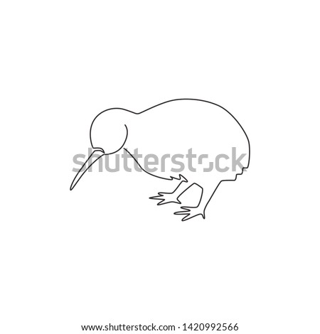 One single line drawing of cute kiwi animal for company business logo identity. Kiwi bird mascot concept for national conservation park. Modern continuous line draw graphic vector design illustration