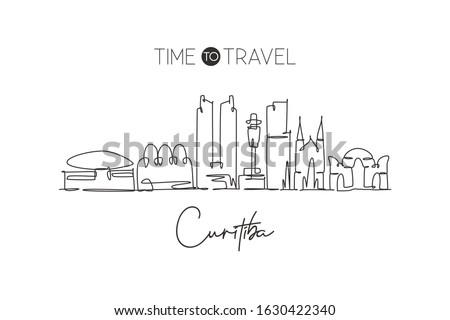 One single line drawing Curitiba city skyline, Brazil. World historical town landscape postcard. Best holiday place destination. Editable stroke trendy continuous line draw design vector illustration